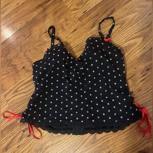 *RARE* 1990s Victoria's Secret Black and White Polka Dot Corset Top